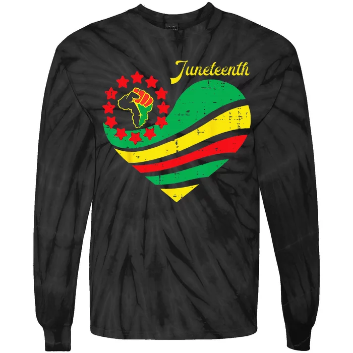 Juneteenth Heart Africa Fist June 19th 1865 Tie-Dye Long Sleeve Shirt