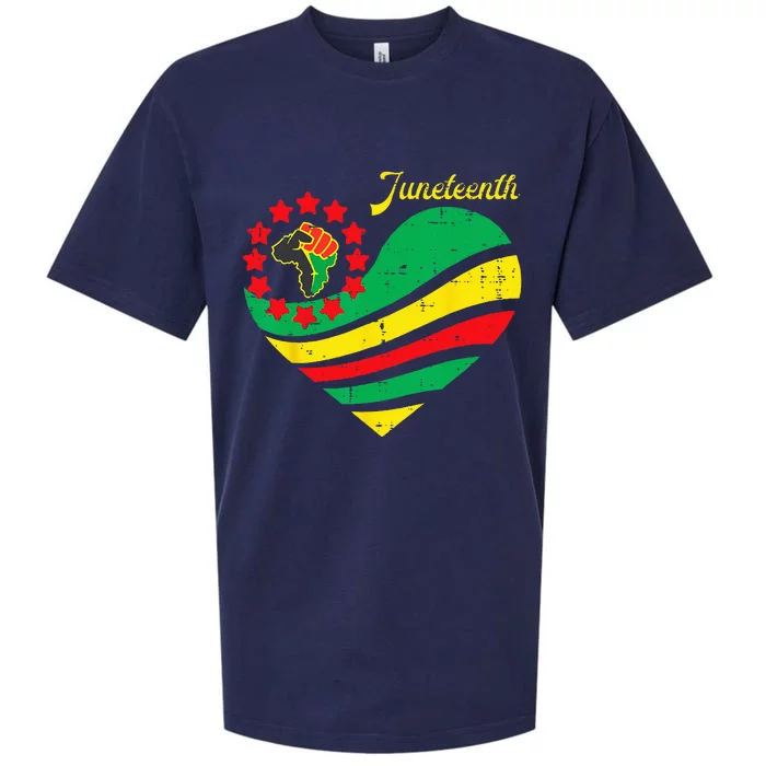 Juneteenth Heart Africa Fist June 19th 1865 Sueded Cloud Jersey T-Shirt