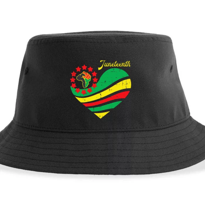 Juneteenth Heart Africa Fist June 19th 1865 Sustainable Bucket Hat