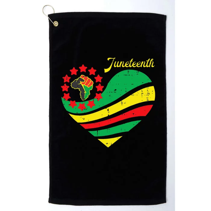 Juneteenth Heart Africa Fist June 19th 1865 Platinum Collection Golf Towel