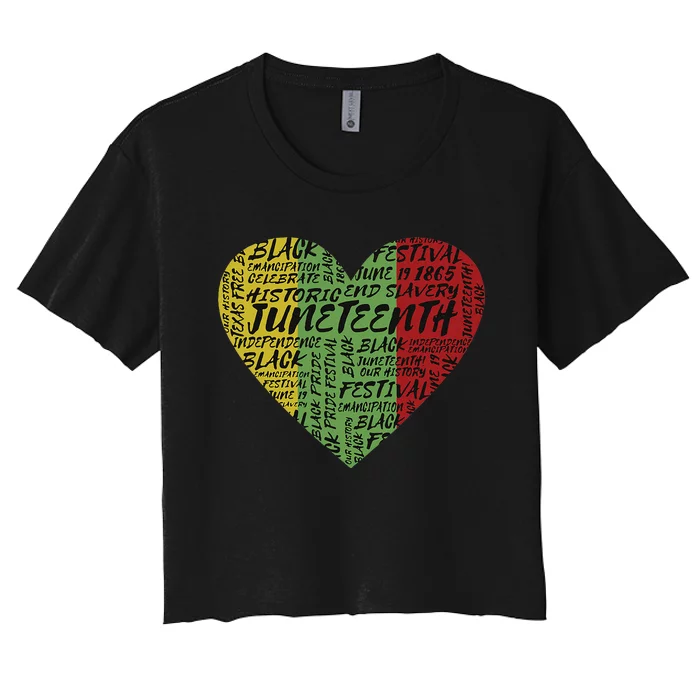 Juneteenth Heart African American Women Black History Pride Women's Crop Top Tee