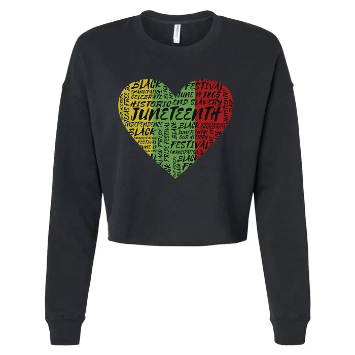 Juneteenth Heart African American Women Black History Pride Cropped Pullover Crew