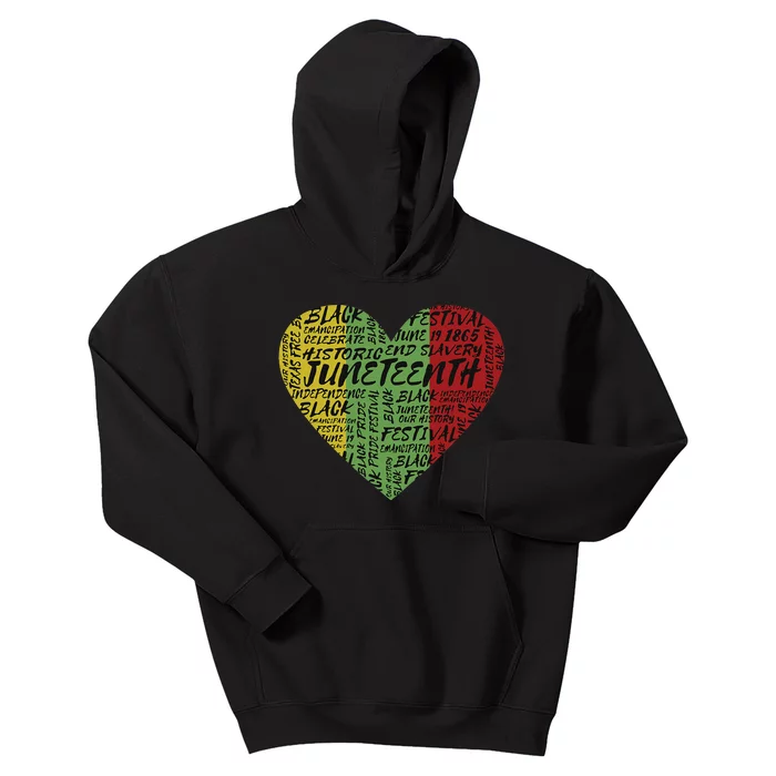 Juneteenth Heart African American Women Black History Pride Kids Hoodie