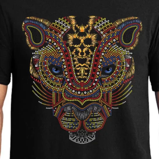 Jaguar Head Art Huichol Face Mexico Aztec Mayas For Big Cats Pajama Set