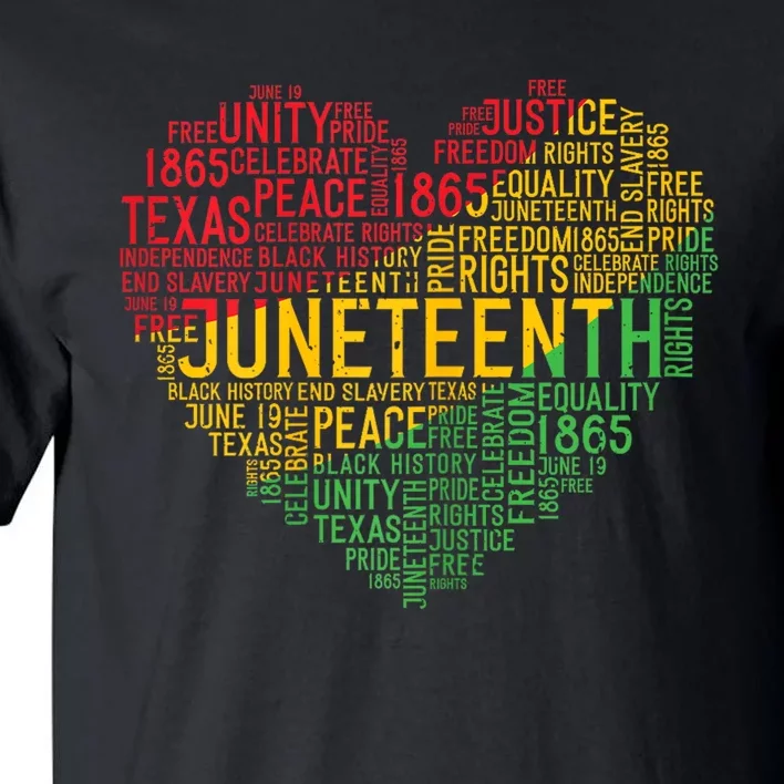 Juneteenth Heart Black History Afro American African Freedom Tall T-Shirt