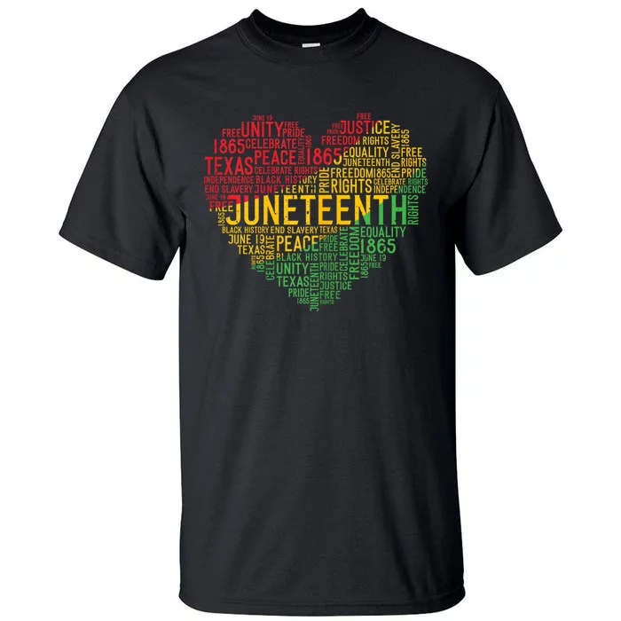 Juneteenth Heart Black History Afro American African Freedom Tall T-Shirt