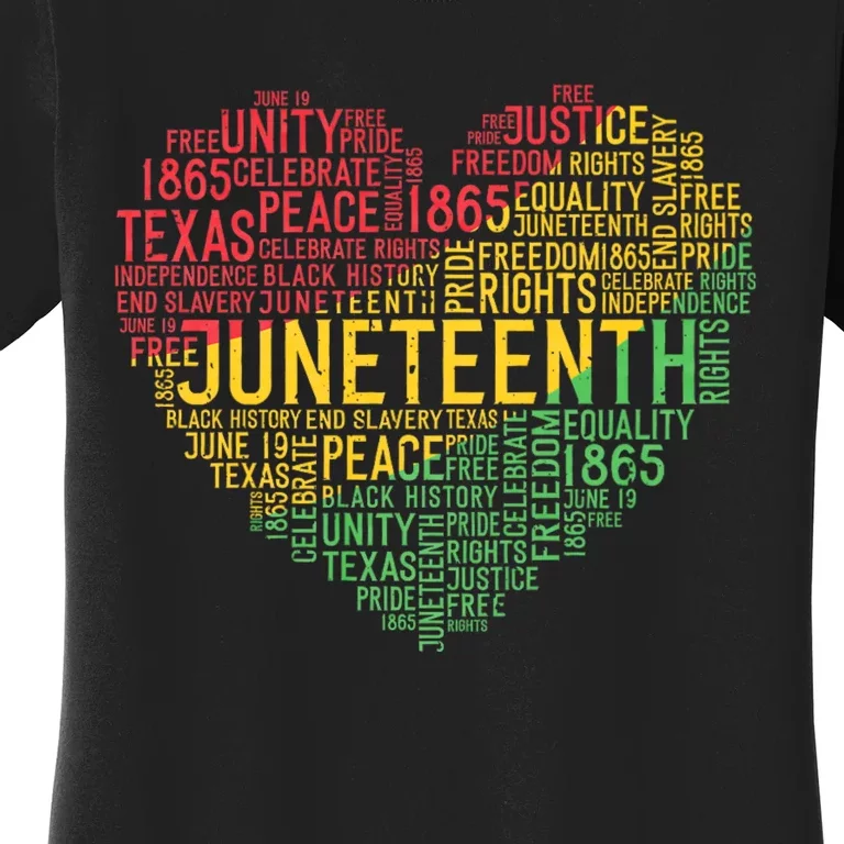 Juneteenth Heart Black History Afro American African Freedom Women's T-Shirt