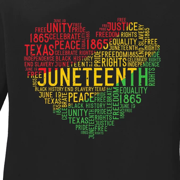 Juneteenth Heart Black History Afro American African Freedom Ladies Long Sleeve Shirt