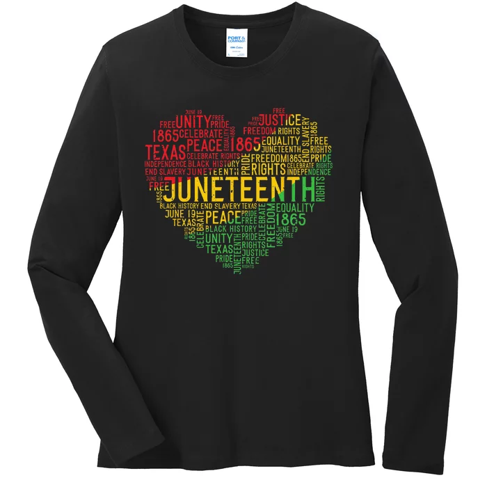 Juneteenth Heart Black History Afro American African Freedom Ladies Long Sleeve Shirt