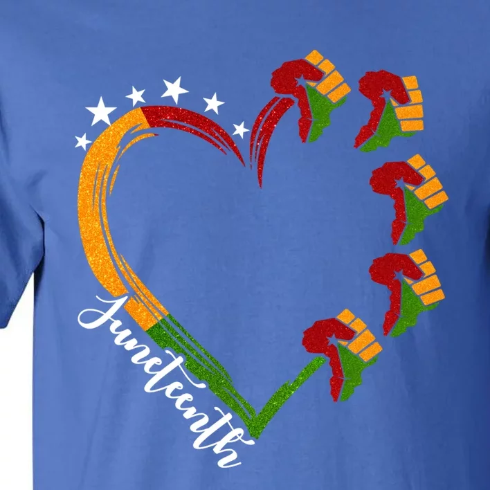 Juneteenth Heart Black History Month Fist Independence Day Gift Tall T-Shirt