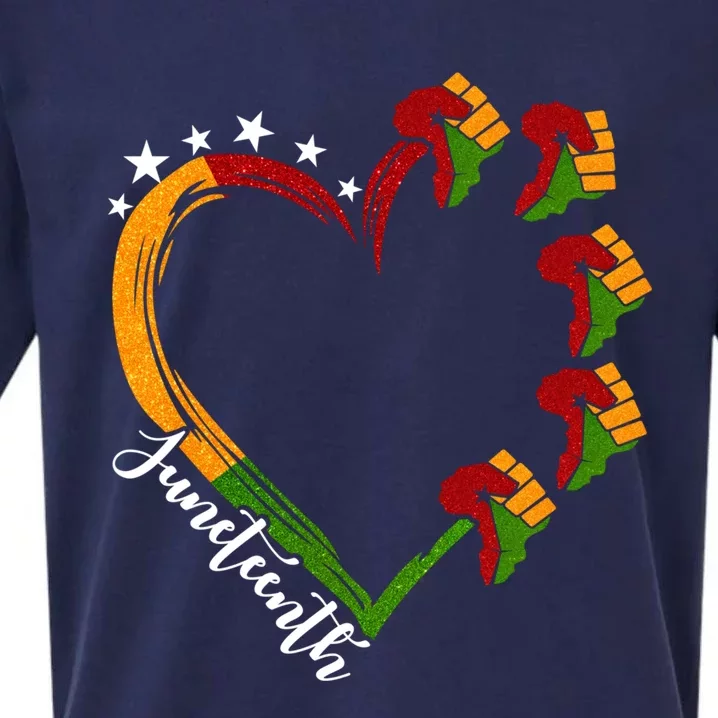 Juneteenth Heart Black History Month Fist Independence Day Gift Sueded Cloud Jersey T-Shirt