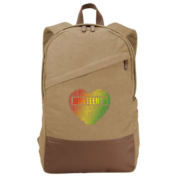 Juneteenth Heart Black History Afro American African Freedom Cotton Canvas Backpack