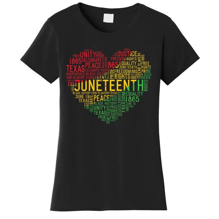 Juneteenth Heart Black History Afro American African Freedom Women's T-Shirt