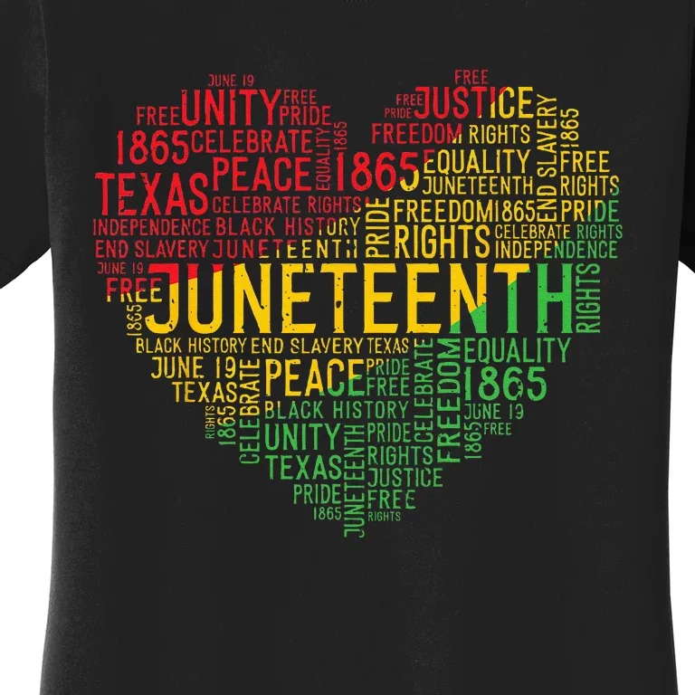 Juneteenth Heart Black History Afro American African Freedom Women's T-Shirt