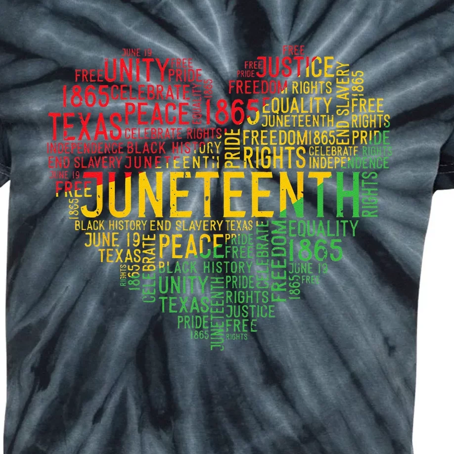 Juneteenth Heart Black History Afro American African Freedom Kids Tie-Dye T-Shirt