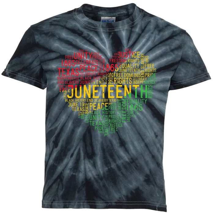 Juneteenth Heart Black History Afro American African Freedom Kids Tie-Dye T-Shirt