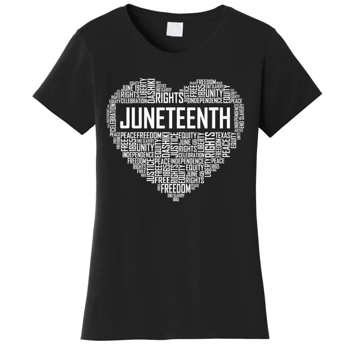 Juneteenth Heart Black History Afro American African Freedom Women's T-Shirt