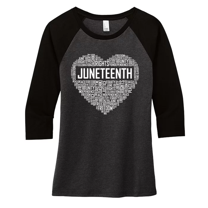 Juneteenth Heart Black History Afro American African Freedom Women's Tri-Blend 3/4-Sleeve Raglan Shirt