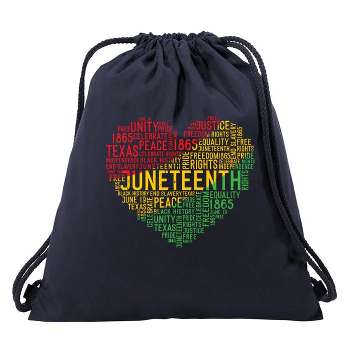 Juneteenth Heart Black History Afro American African Freedom Drawstring Bag