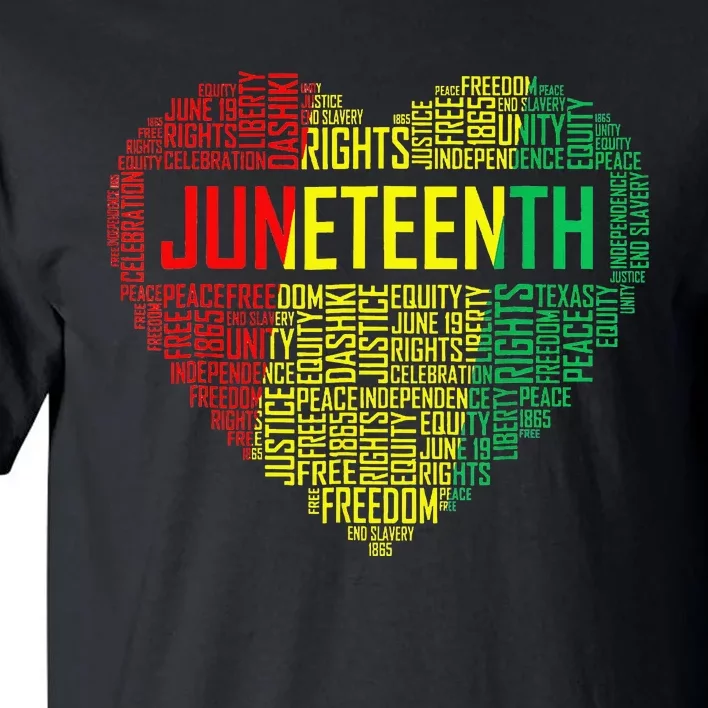 Juneteenth Heart Black Pride Freedom Day 1865 June 19th Tall T-Shirt