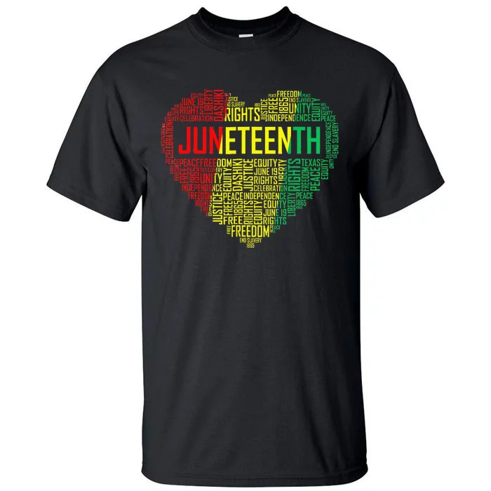 Juneteenth Heart Black Pride Freedom Day 1865 June 19th Tall T-Shirt