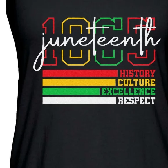 Juneteenth History Culture Excellence Respect 1865 Ladies Essential Flowy Tank