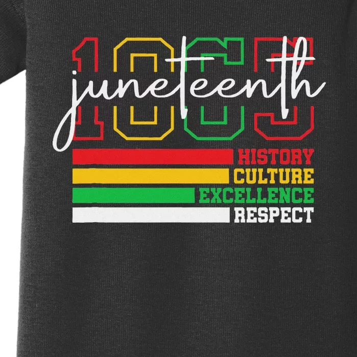 Juneteenth History Culture Excellence Respect 1865 Baby Bodysuit