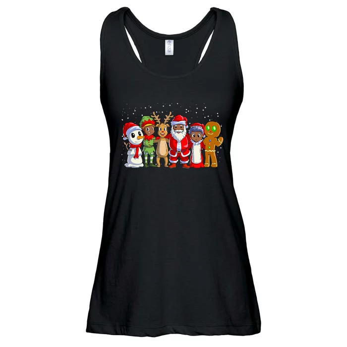 Joyful Holiday Celebration AfroAmerican Santa Claus in Black Family Ladies Essential Flowy Tank