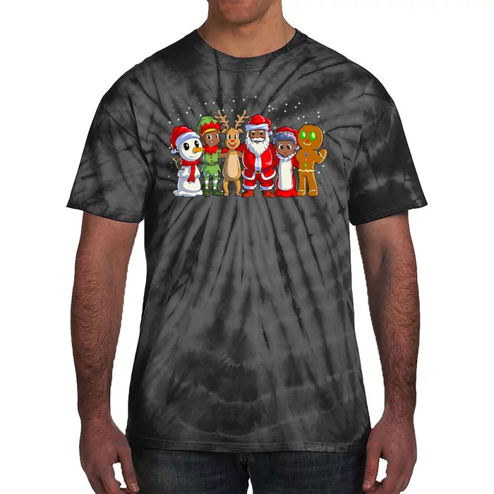 Joyful Holiday Celebration AfroAmerican Santa Claus in Black Family Tie-Dye T-Shirt