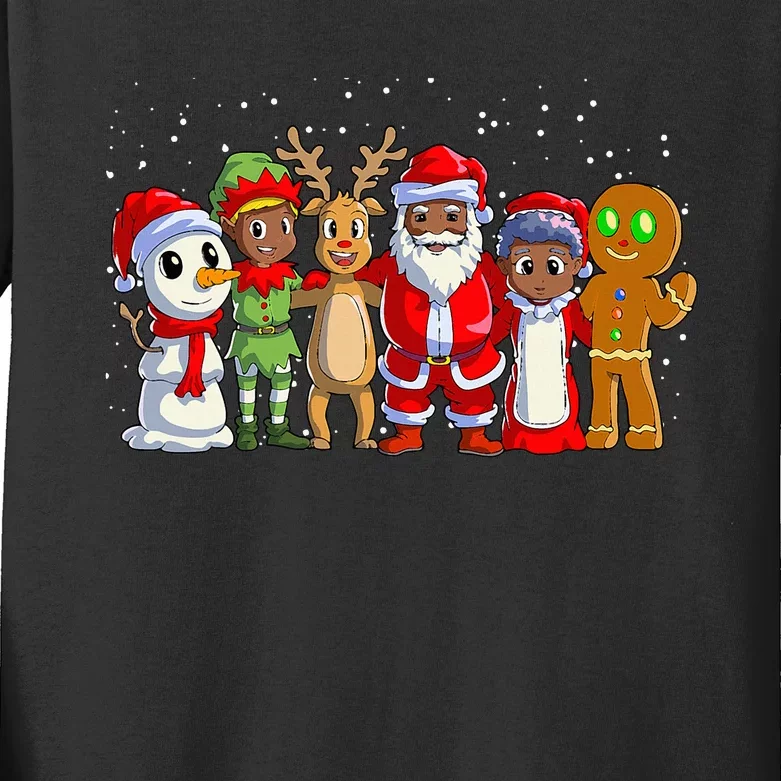 Joyful Holiday Celebration AfroAmerican Santa Claus in Black Family Kids Long Sleeve Shirt