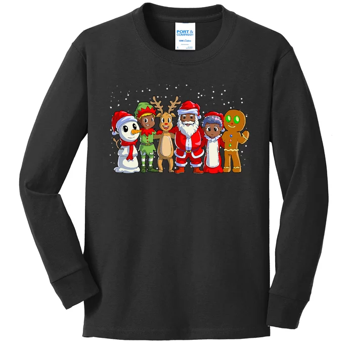 Joyful Holiday Celebration AfroAmerican Santa Claus in Black Family Kids Long Sleeve Shirt