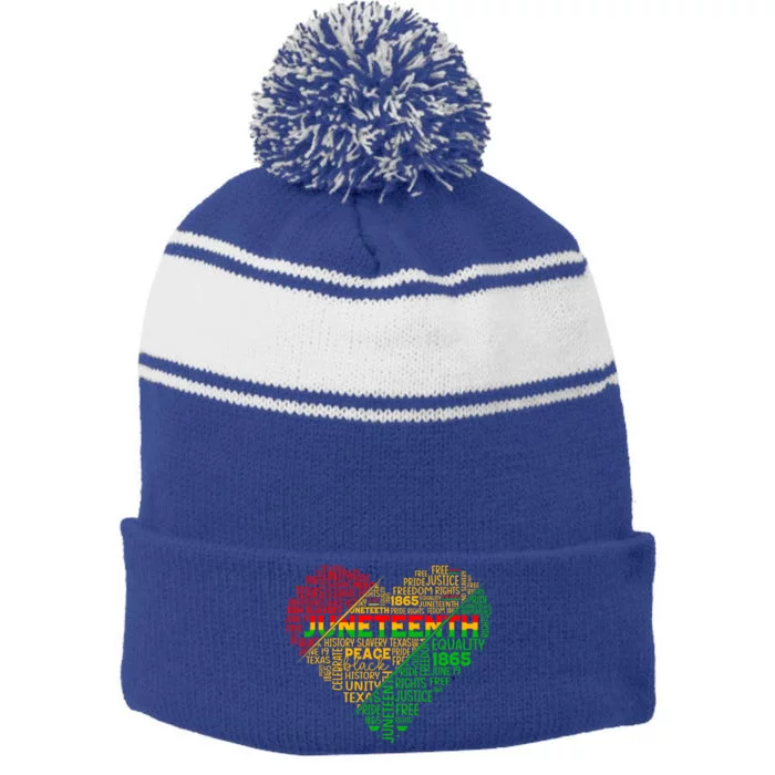 Junenth Heart Celebrating 1865 Celebrate Independence Day Gift Stripe Pom Pom Beanie