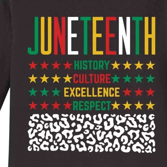 Juneteenth History Culture Excellence Respect Baby Long Sleeve Bodysuit