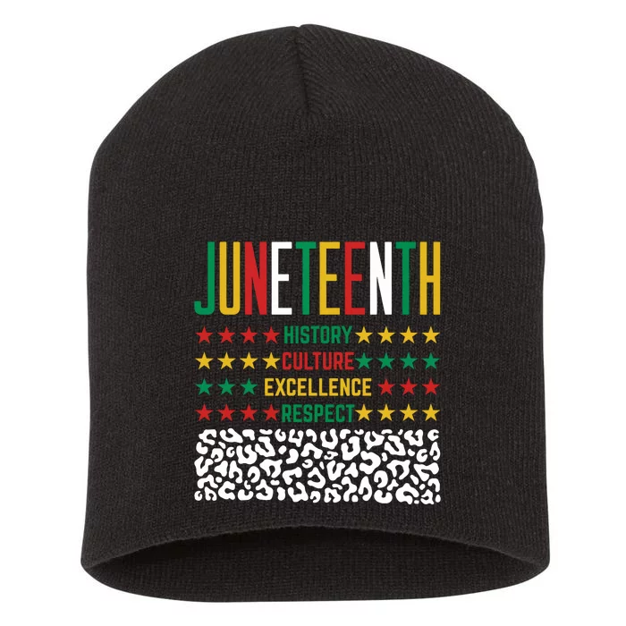 Juneteenth History Culture Excellence Respect Short Acrylic Beanie