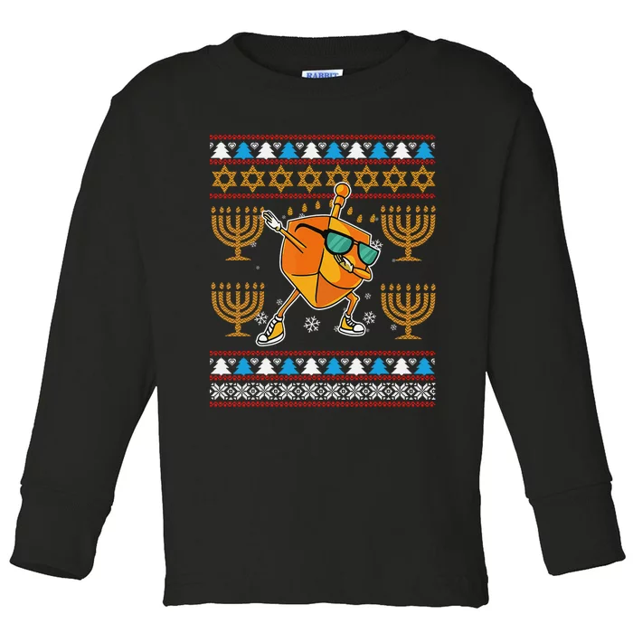 Jewish Hanukkah-Shirt Dreidel Dab Ugly Chanukah Toddler Long Sleeve Shirt