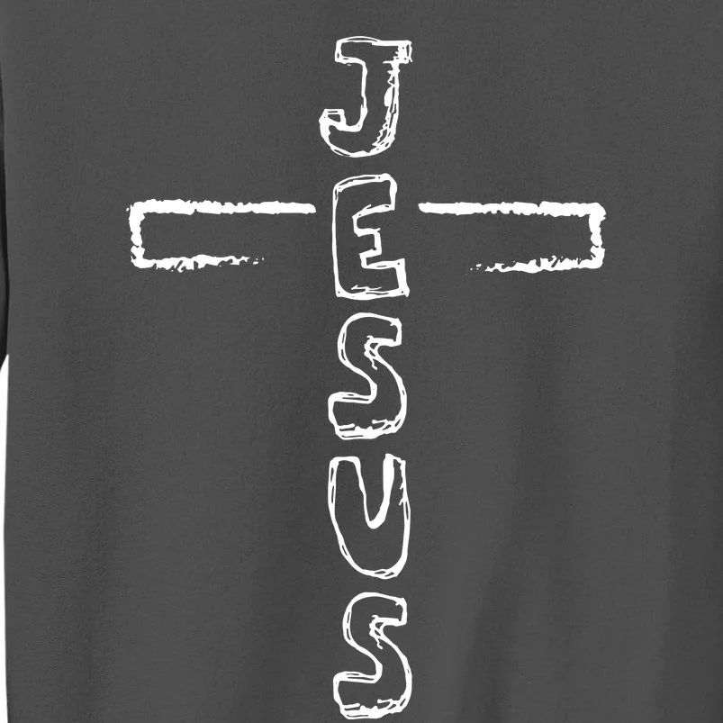 Jesus Hand Drawn Cross Tall Sweatshirt