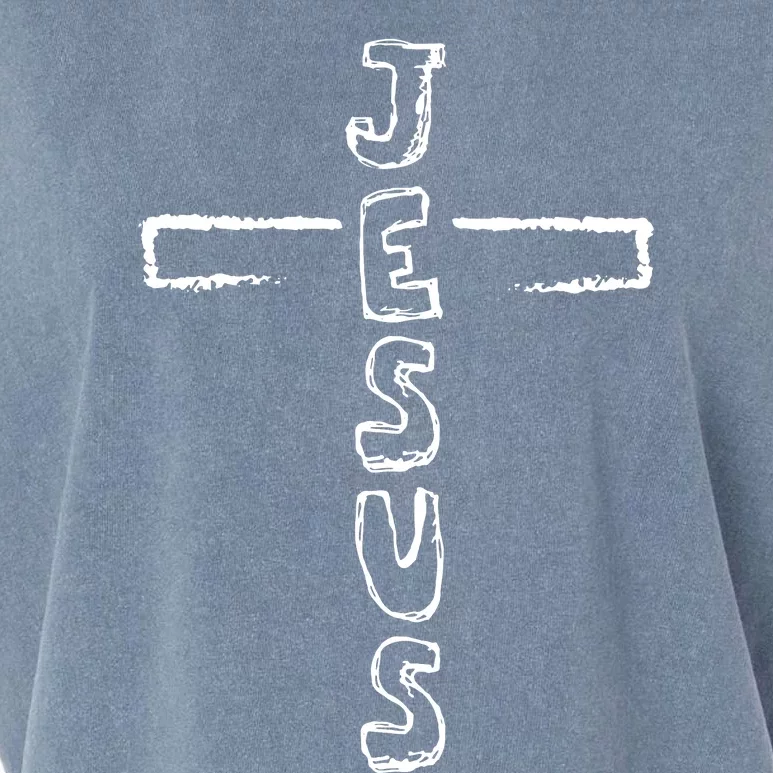 Jesus Hand Drawn Cross Garment-Dyed Women's Muscle Tee