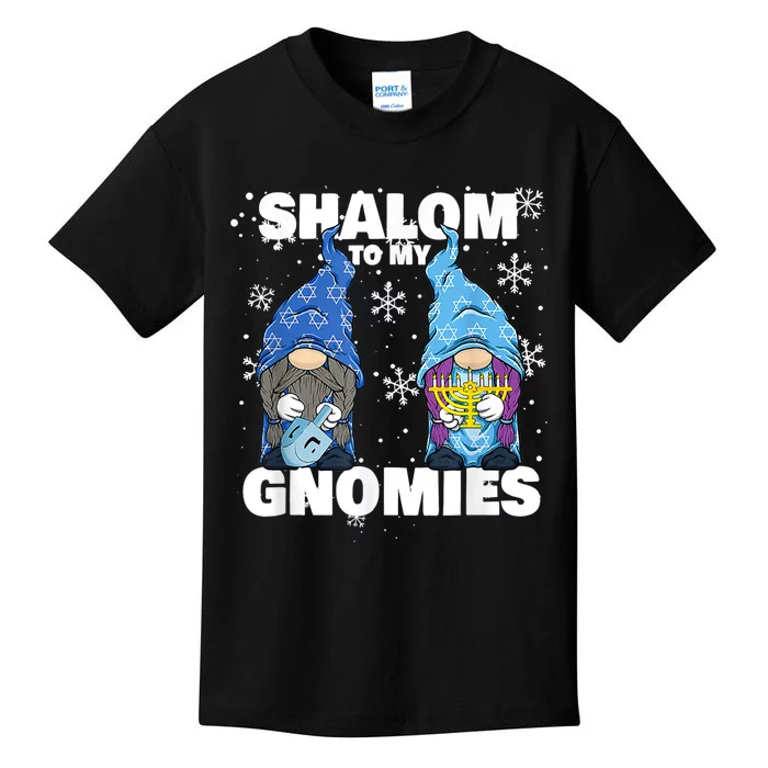 Jewish Hanukkahorah Dreidel Gnome Shalom To My Gnomies Kids T-Shirt