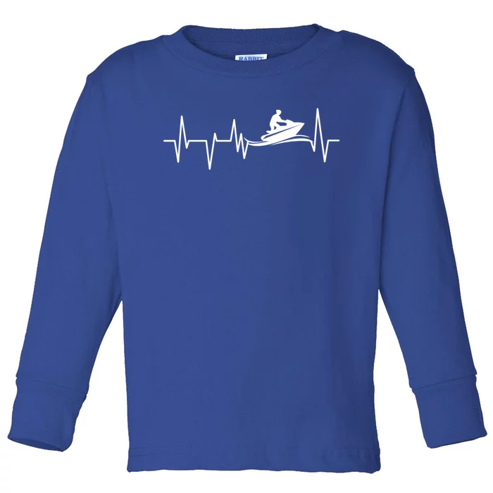 Jetski Heartbeat Ecg Jet Skiing Jet Ski Lovers Funny Gift Toddler Long Sleeve Shirt