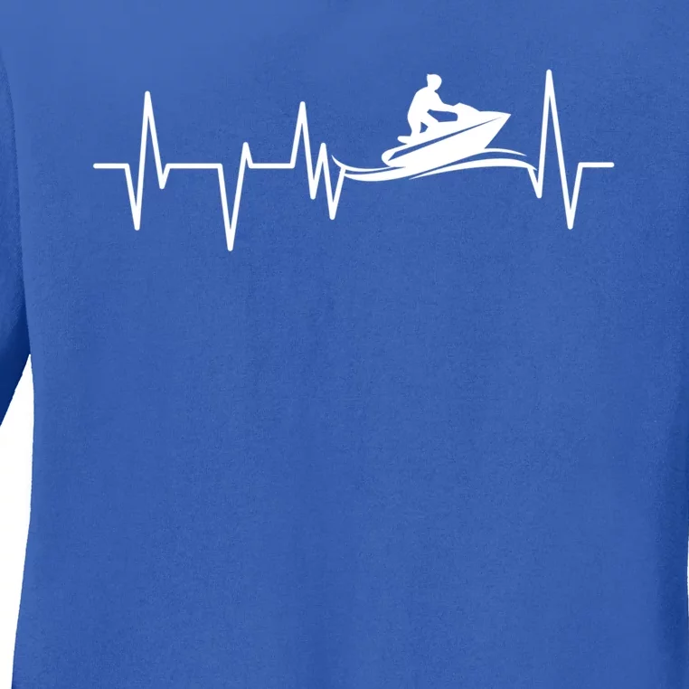 Jetski Heartbeat Ecg Jet Skiing Jet Ski Lovers Funny Gift Ladies Long Sleeve Shirt