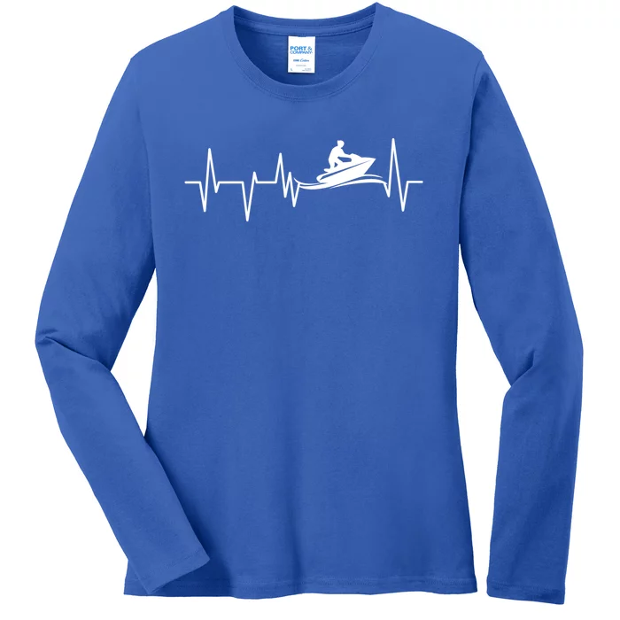 Jetski Heartbeat Ecg Jet Skiing Jet Ski Lovers Funny Gift Ladies Long Sleeve Shirt