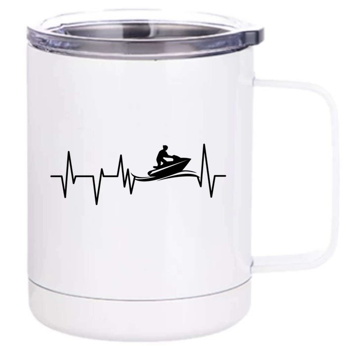 Jetski Heartbeat Ecg Jet Skiing Jet Ski Lovers Funny Gift Front & Back 12oz Stainless Steel Tumbler Cup