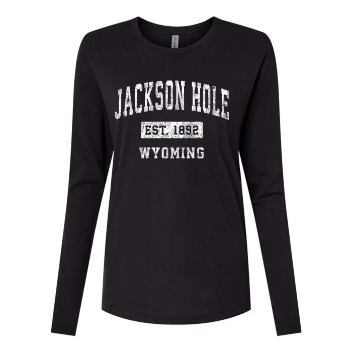 Jackson Hole Est 1892 Wyoming Wy Vintage Established Sports Design Womens Cotton Relaxed Long Sleeve T-Shirt