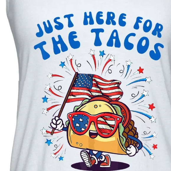 Just Here For The Tacos Sunglasses American Flag 4th Of July Ladies Essential Flowy Tank