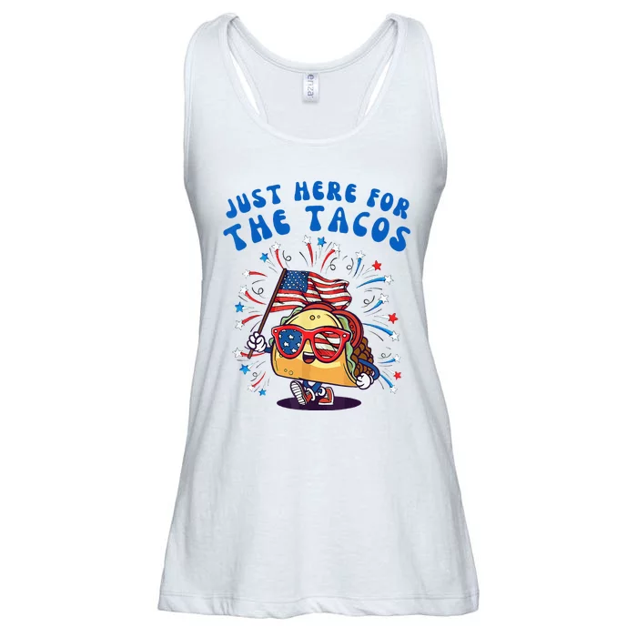 Just Here For The Tacos Sunglasses American Flag 4th Of July Ladies Essential Flowy Tank