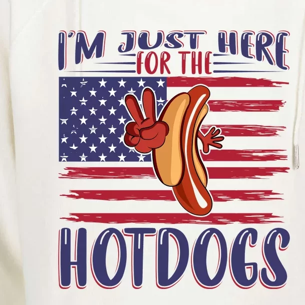 Just Here For The Hot Dogs Womens Funnel Neck Pullover Hood