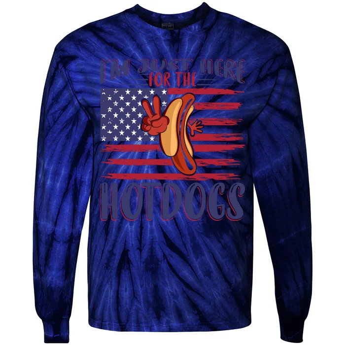 Just Here For The Hot Dogs Tie-Dye Long Sleeve Shirt