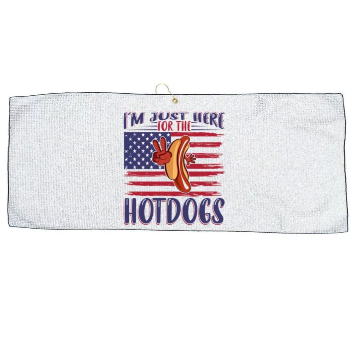 Just Here For The Hot Dogs Large Microfiber Waffle Golf Towel