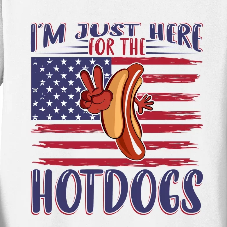 Just Here For The Hot Dogs Kids Long Sleeve Shirt