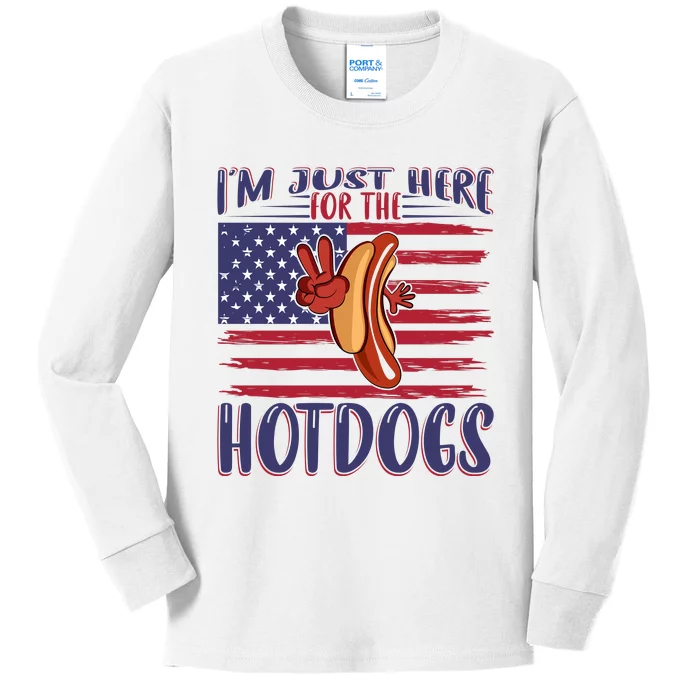 Just Here For The Hot Dogs Kids Long Sleeve Shirt